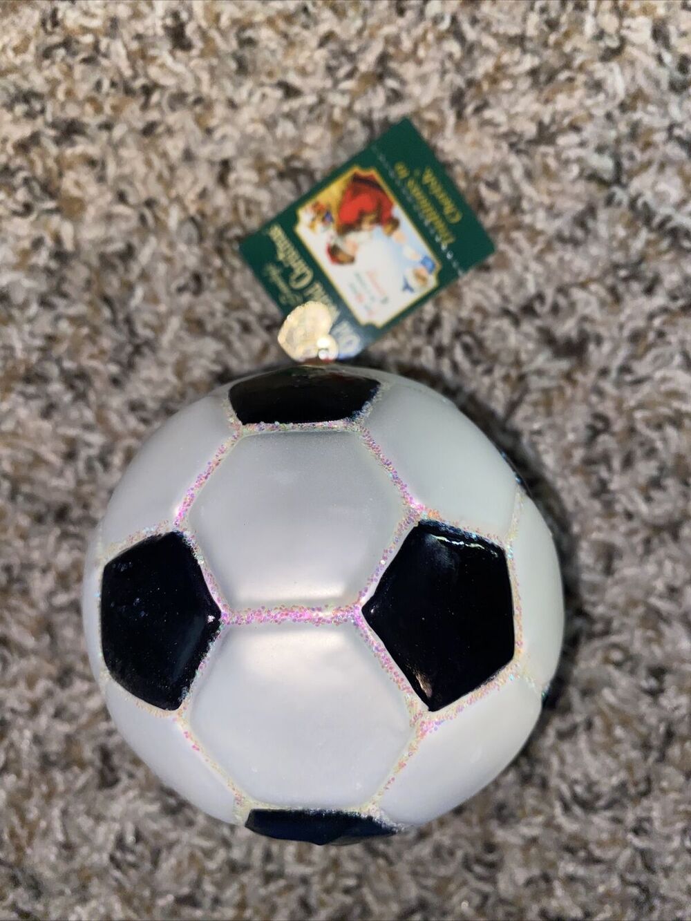 Old World Christmas Glass Blown Ornament, Soccer Ball (#44012) New With Tag